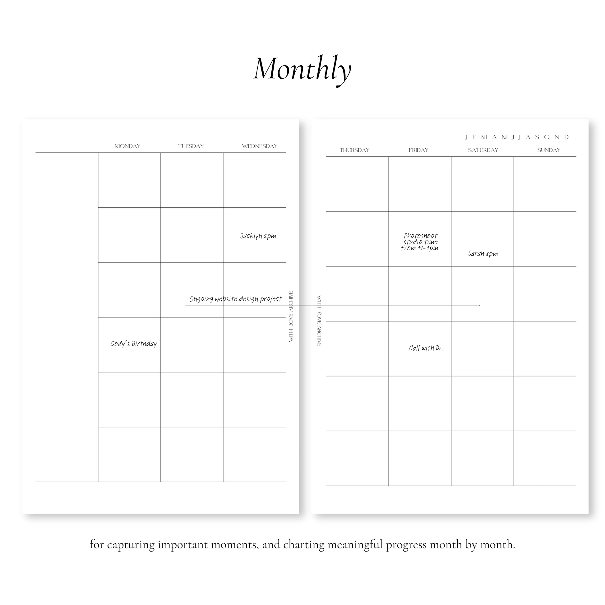 Chronology Collection: Yearly, Monthly, Weekly Inserts - With Love Archive