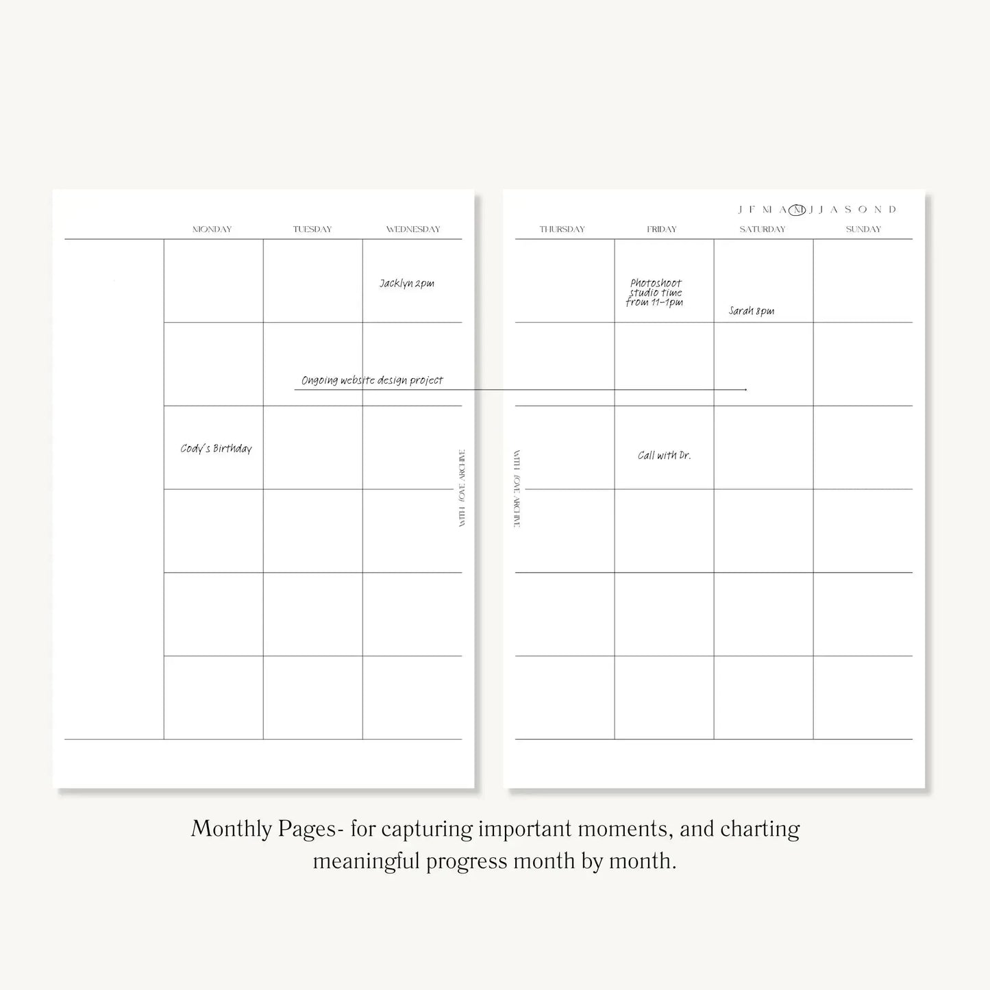 Core Inserts (Yearly, Weekly, Monthly) - With Love Archive