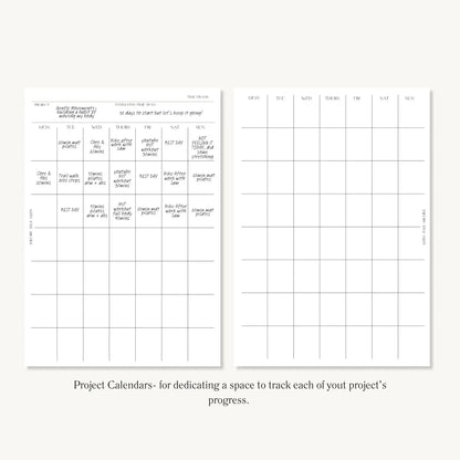 Project Inserts (Index, Catalogue, Project Planning, Project Calendar) - With Love Archive